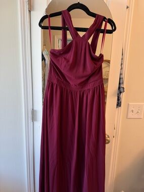 Lulu's Deep Wine Maxi Dress with Crossed Straps